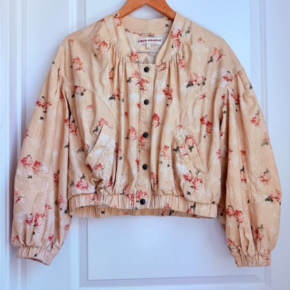 Free People‎ Rory Bomber Jacket Floral Boho Summer Spring Cowboy Roadtrip XS - Picture 3 of 7